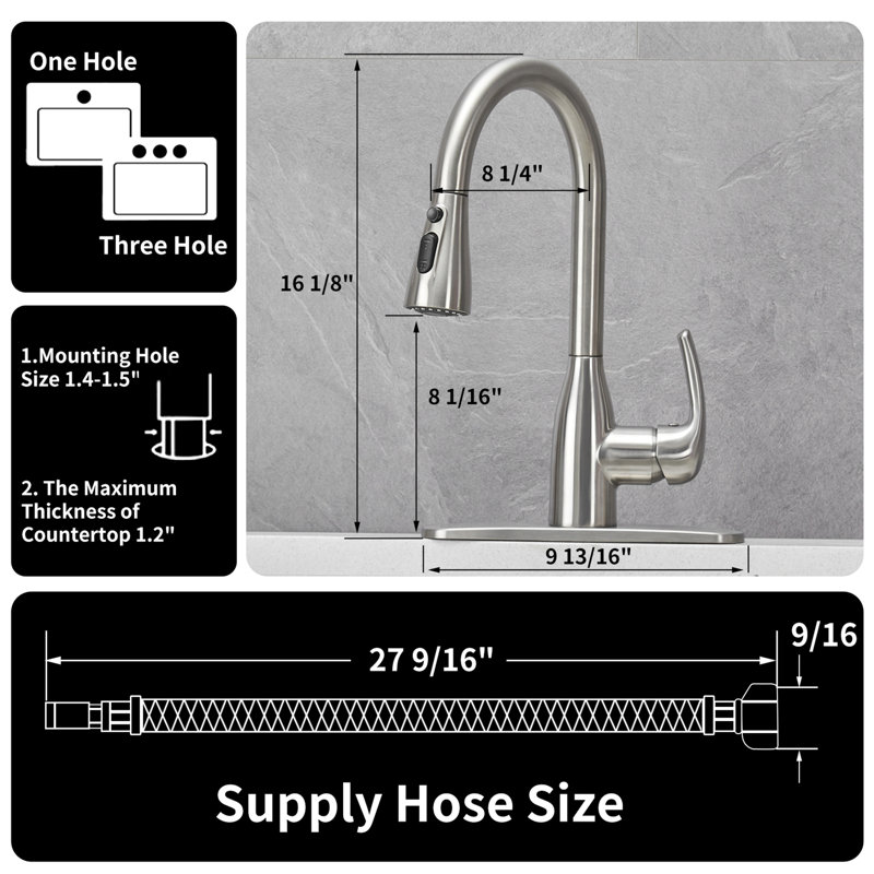 Cobbe Pull Out Kitchen Faucet, Brushed Nickel