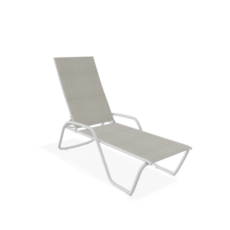 Outdoor Rust-Resistant Metal Chaise Lounge, Textured White, Ella