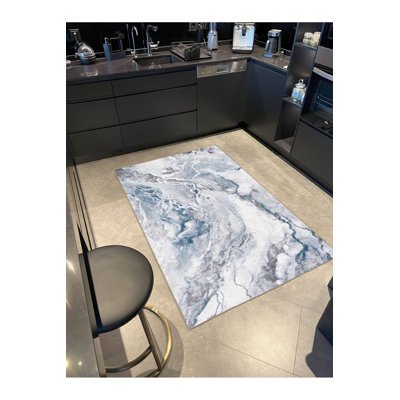Tapis bleu lavable Ice Ice