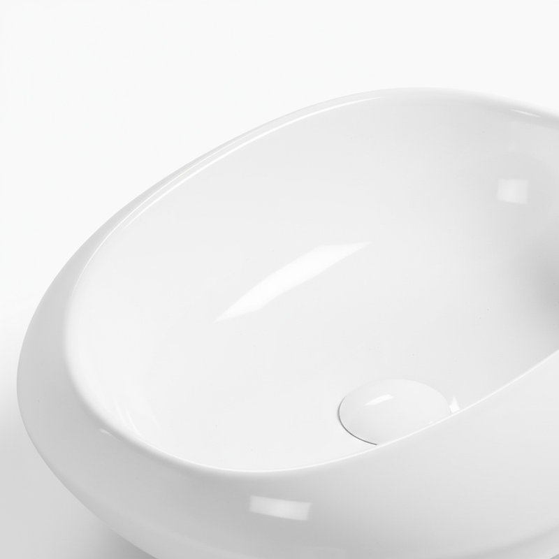 Évier vasque en céramique blanc 18,1 po x 15 po, sans trou de robinet