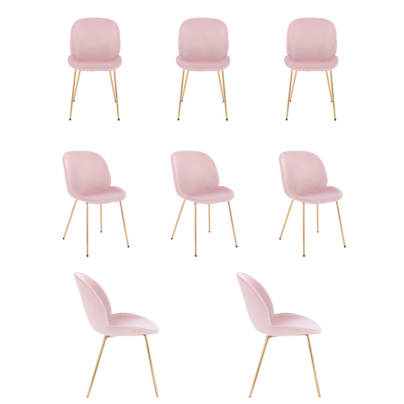 Chaise en velours Lotus (paire de 8), Rose