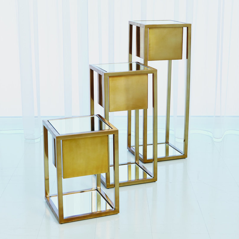 Escher Pedestal/Planter, 30" H x 14" W x 14" D, Brass