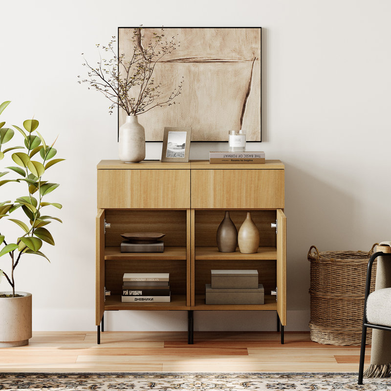 Armoire d'appoint 31,5 po avec 2 portes et tablettes réglables Union Rustic, Chêne