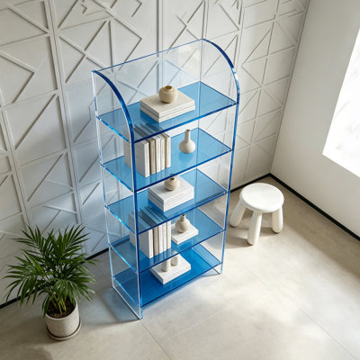 Bibliothèque en acrylique transparent bleu