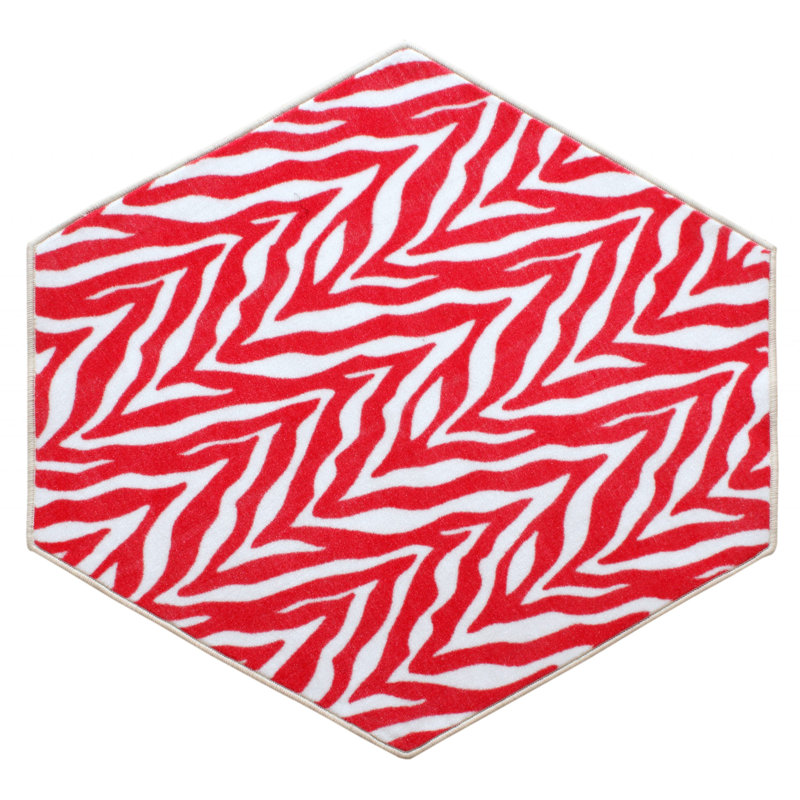Tapis beige / rouge à imprimé animal, Hexagone 12 pi