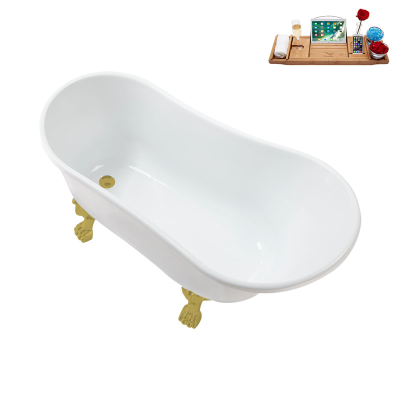 51.2'' x 25.6'' Soaking Acrylic Bathtub, Brushed Gold, Brushed Gold