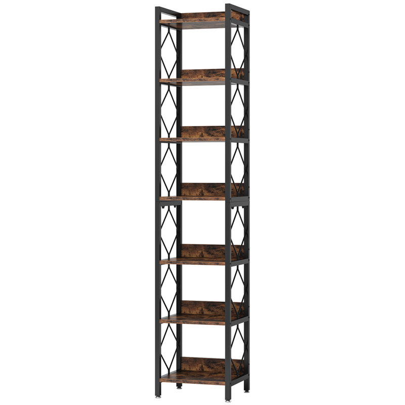 Wissem 200cm H x 34cm W Steel Corner Bookcase, 200.66cm H x 33cm W x 33cm D