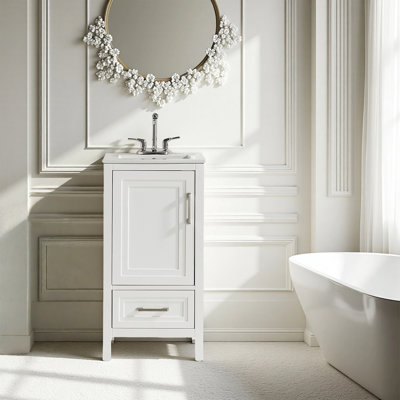 Meuble-lavabo simple autoportant de 18 po avec plateau entièrement assemblé