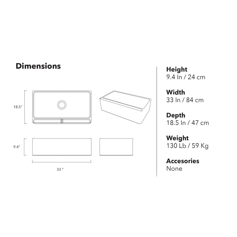Iguazu 33'' L Single Basin Kitchen Sink, Negr Carb