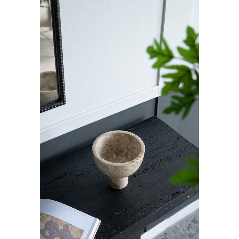 Bol piédestal rond en marbre D6x6 ", crème