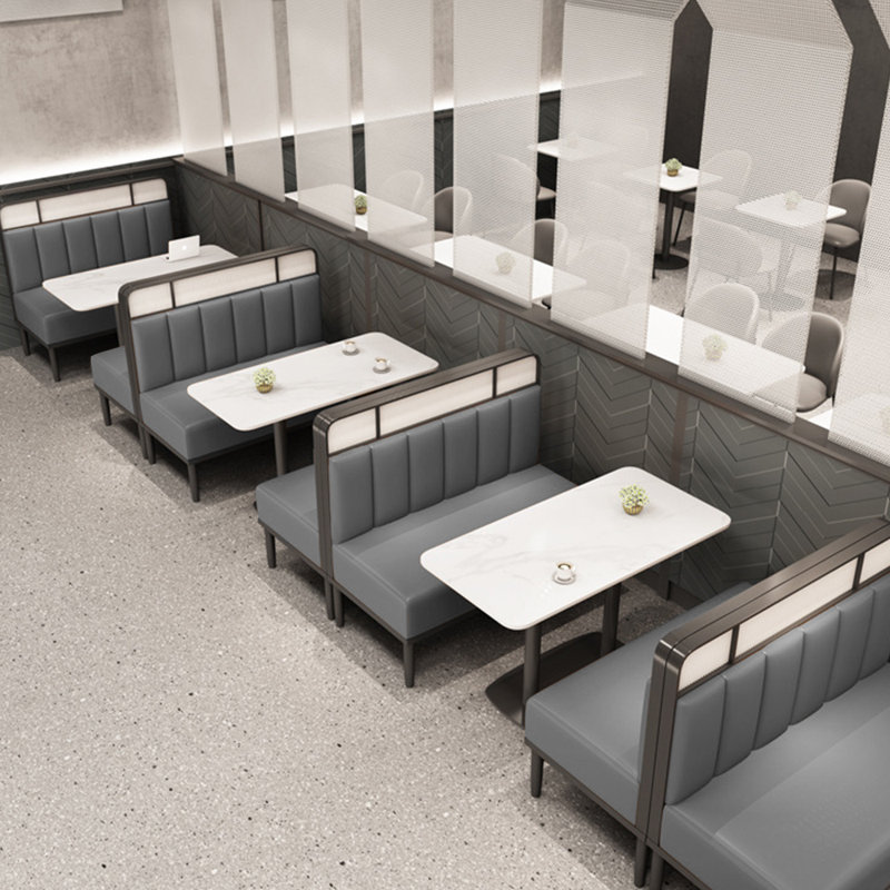 Banc rembourré en similicuir Modern Modern, Gris
