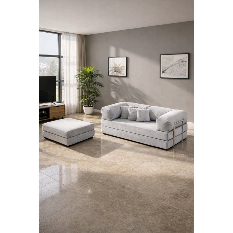 Canapé modulaire en velours gris, Gris
