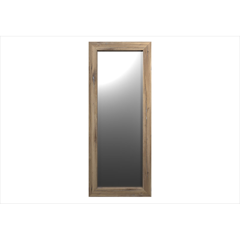 Jarel Wood Flat Wall Mirror, Medium Brown/Silver, 148cm H x 60cm W