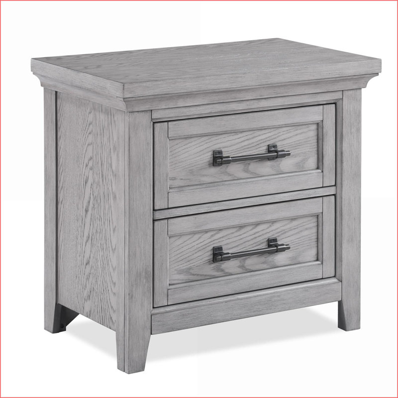 Table de chevet 2 tiroirs gris clair