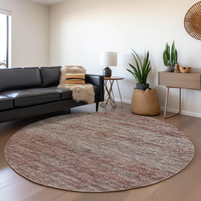 Premium Machine Washable Mayfield Burgundy Rug, Round 8'