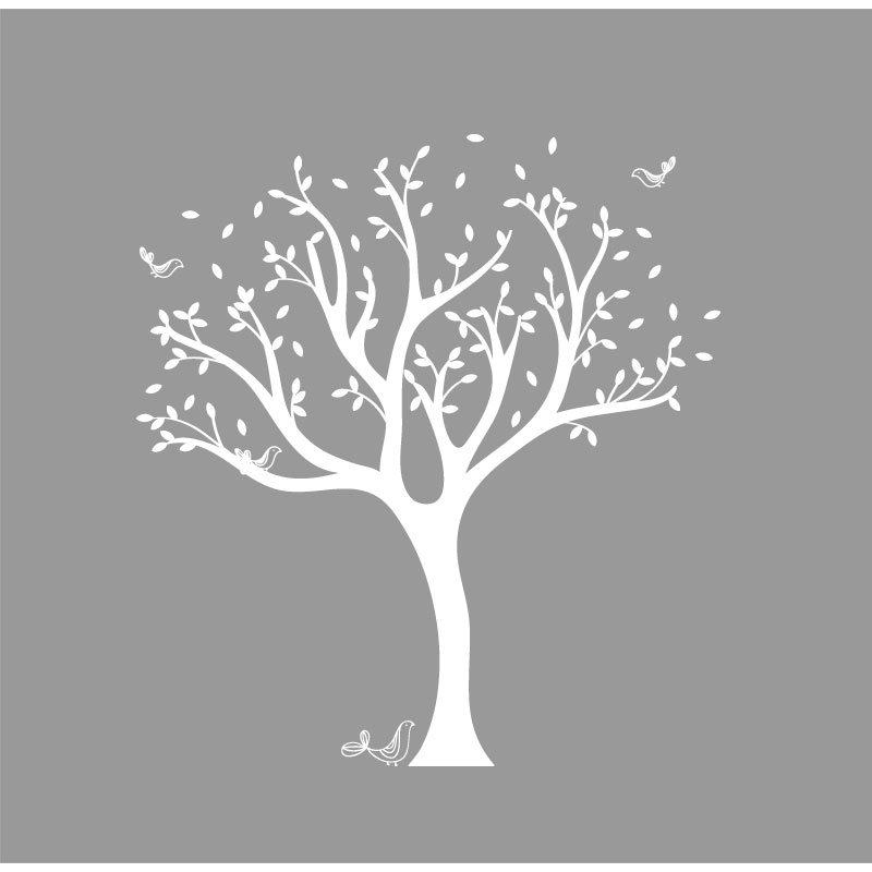 Décalcomanie murale arbre tweet, Blanc