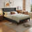 Linen Tufted Wingback Upholstered Platform Bed with Wood Slats Headboard Included-549164816