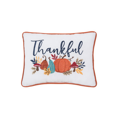 Thankful Harvest Embroidered Throw Pillow