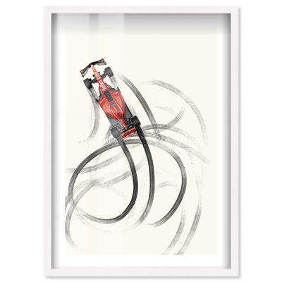 Affiches de Formule 1 «Drifting Away Shadowbox» par Notoriart, cadre blanc, 37 x 55