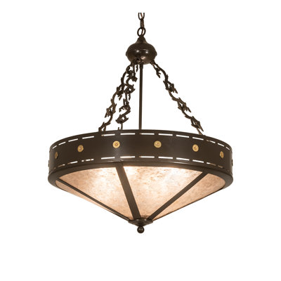 Luminaire suspendu unique et spectaculaire à 4 lumières Craftsman
