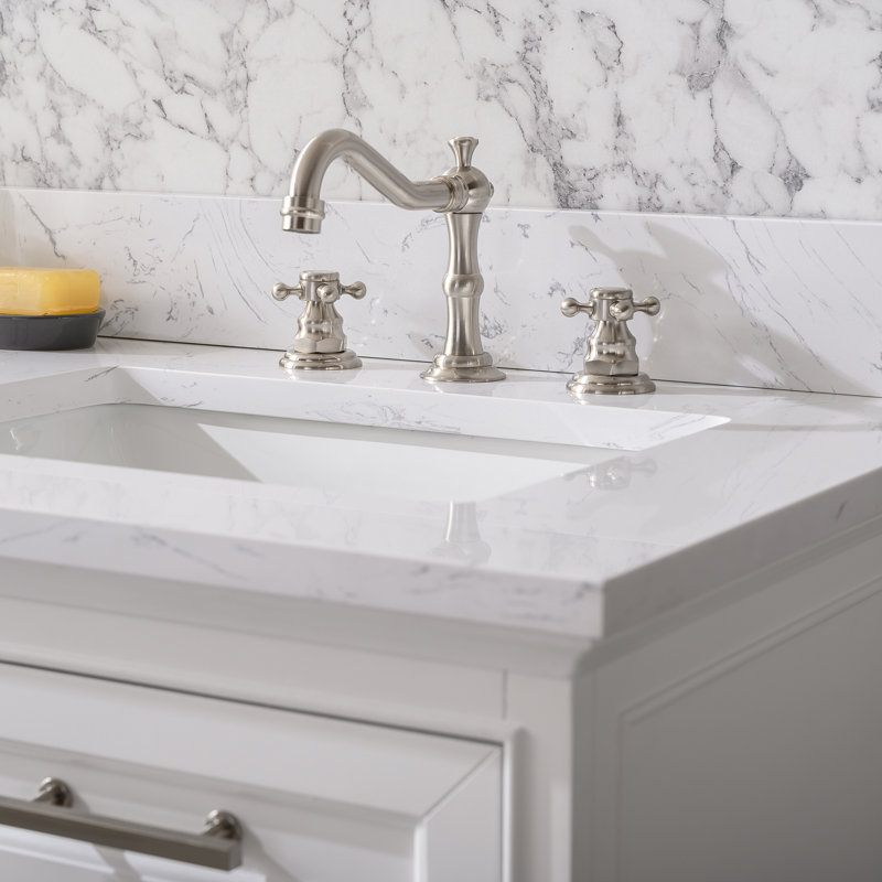 Thompson 60" W Double Vanity, White/Brushed Nickel