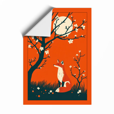 Fox Beneath the Moon Modern - Framed Print