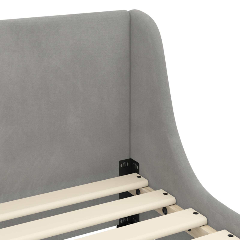Bed Frame, European Single (90 x 200 cm), Light Grey/Black