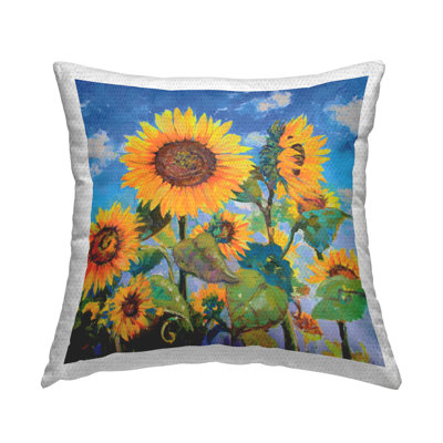 Lost Acres Sunflowers Printed Outdoor Throw Pillow Design by Catherine Elliot