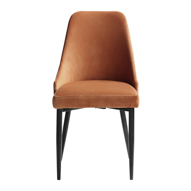 Table de salle à manger 5 pièces Modern Modern - Table rectangulaire et 4 chaises en velours orange, support en métal
