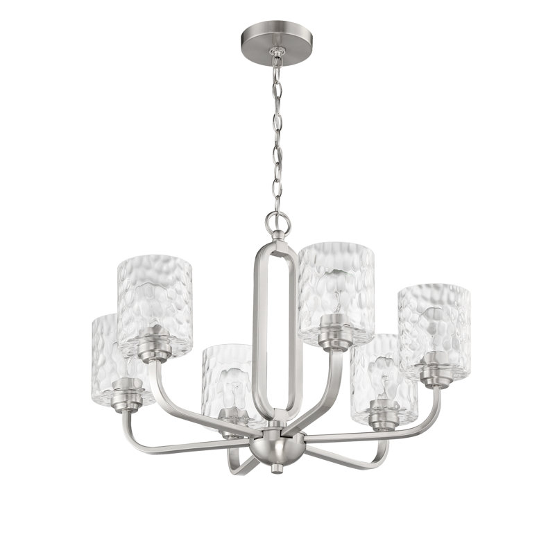 Lustre classique unique à 6 lumières Mafaz, Nickel
