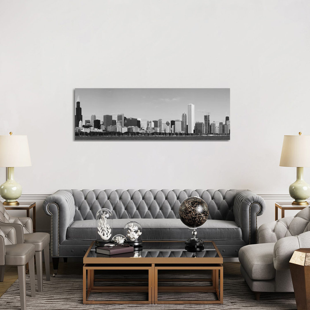 Chicago Skyline Cityscape - Wrapped Canvas Panoramic Print