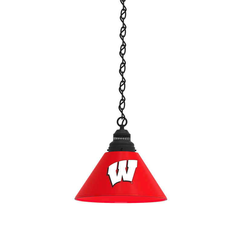 1 - Light Single Pendant, Black, Wisconsin Bucky Badger