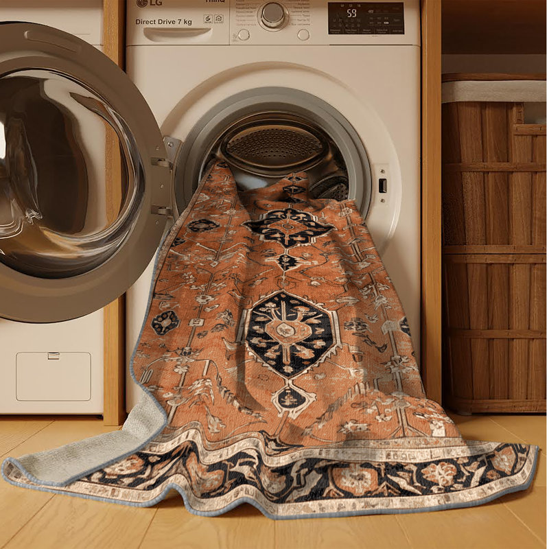 Tapis brun lavable à la machine, Rectangle 6 pi x 9 pi
