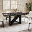 Table de salle à manger 6 places de style italien avec plateau en verre peint et base en bois élégante-571644005-571644003