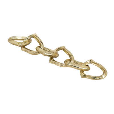 17.5X3.5X1" Decorative Six-Link Chain Sculpture With Textured Gold Finis