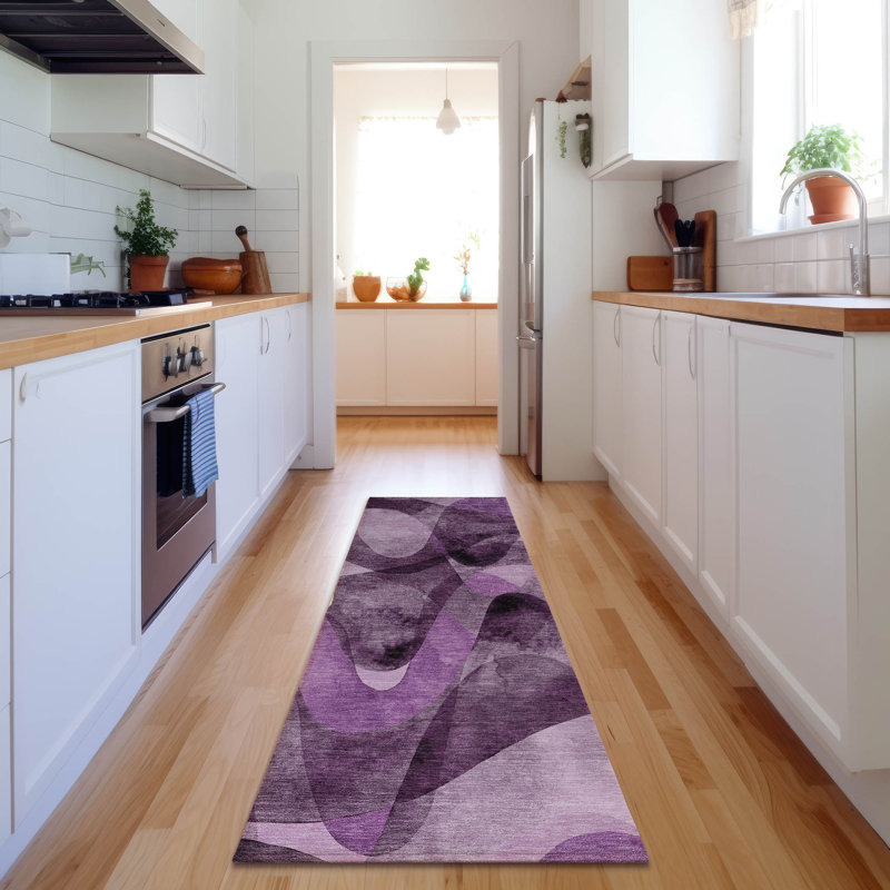 Premium Machine Washable Mayfield AMF536 Purple, Runner 2'3" x 7'6"