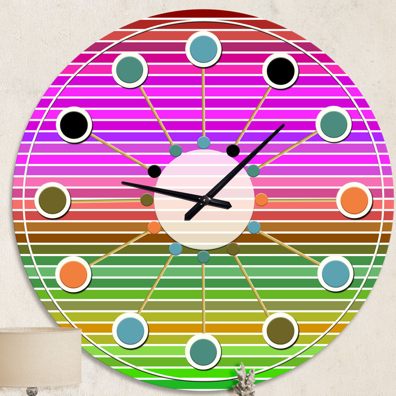 Horloge murale horizontale à motif géométrique rétro II - Mid-Century, Moyen