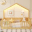 Lit double pleine grandeur avec rails de sécurité, lit Montessori en bois avec éclairage à DEL intégré pour enfants, lit pour enfant à profil bas pour un sommeil autonome, naturel