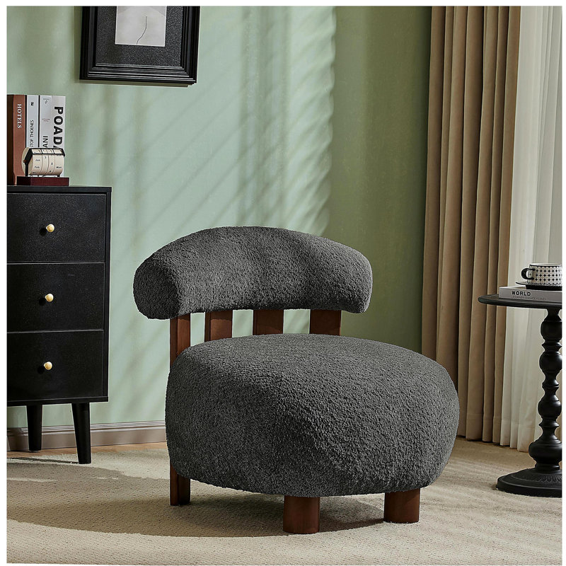 Fauteuil d'appoint Modern, Gris foncé / noyer