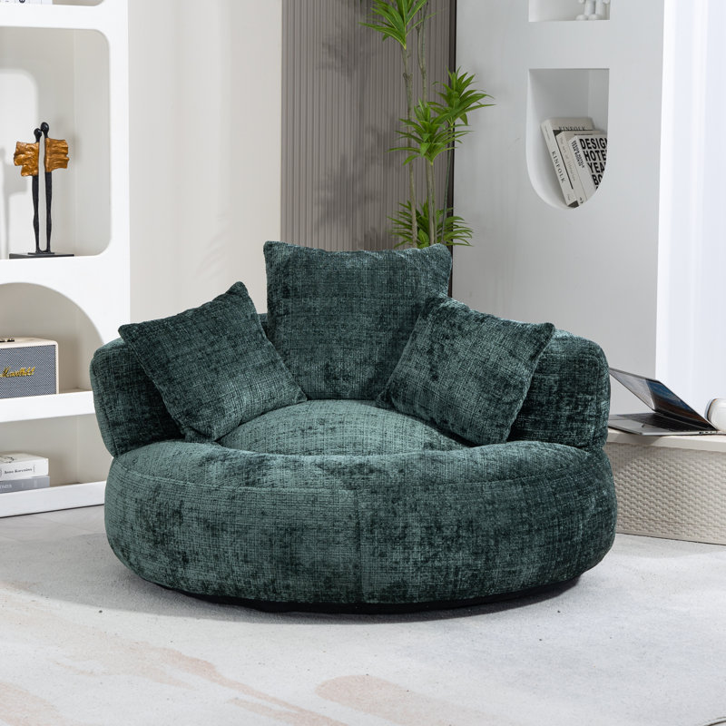Jaquarion 42.52'' Wide Compression Barrel Chair, Green Chenille