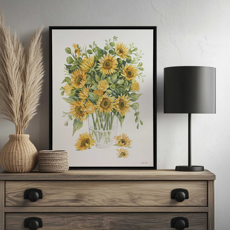 «Sunflowers & Roses» par Cindy Jacobs, reproduction d'art, L 12 po x H 16 po, Brun, Toile avec cadre