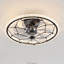 Ventilateur de plafond industriel de style ferme avec cage, télécommande, 6 vitesses et éclairage DEL 3 couleurs-136070040
