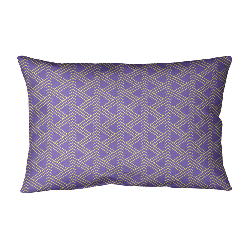 Coussin lombaire à motif Zig Zag, H 14 po x l 20 po, Mauve/jaune, Pas de bourre