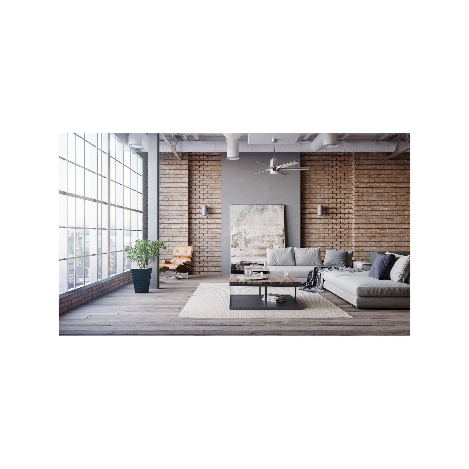 Kiska 60'' 6 Blade Ceiling Fan with LED Light Kit, Brushed Nickel