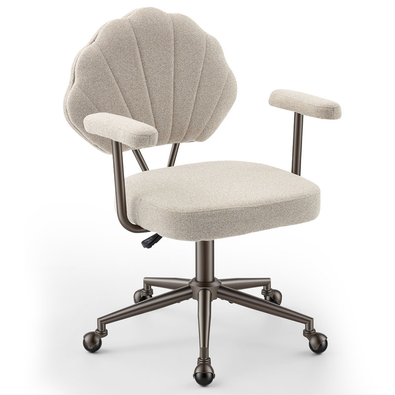 Chaise de bureau moderne rembourrée, chaise de bureau à dossier coquille, chaise de bureau pivotante réglable, Khaki