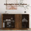 Buffet moderne cannelé avec tablettes réglables et poignées en métal-934147350