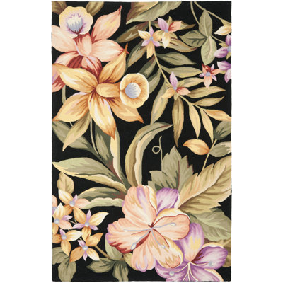 Tapis floral en laine crocheté à la main Hogle