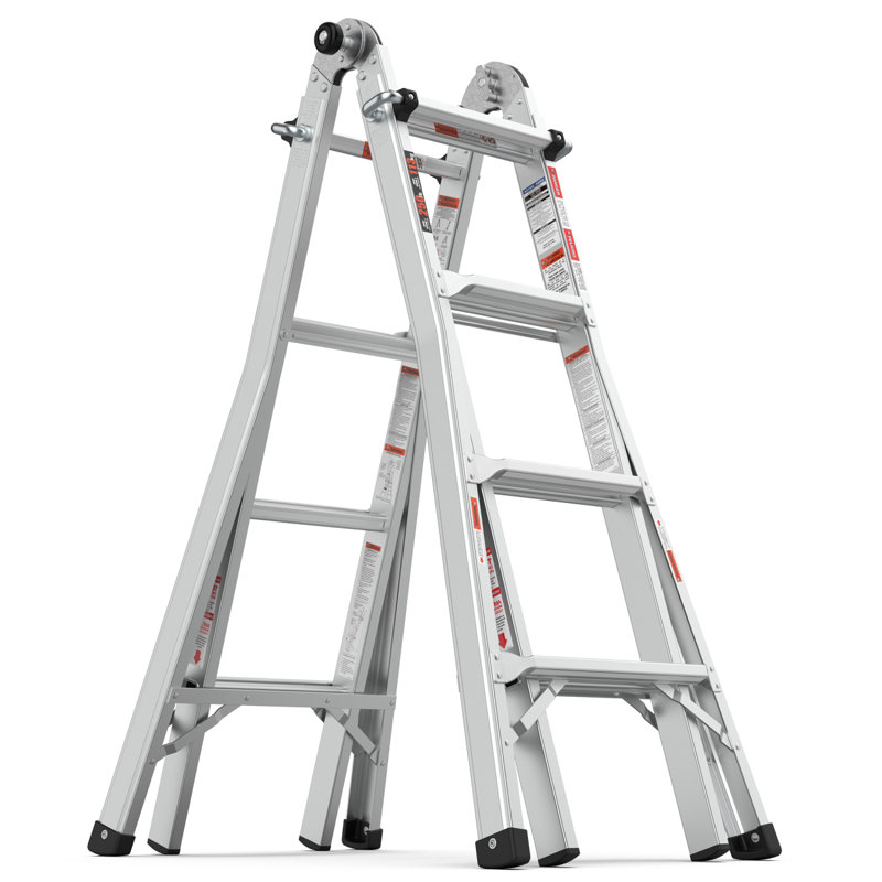 Échelle pliante en aluminium multi-positions, structure en A et échelle droite, ANSI 250Lbs
