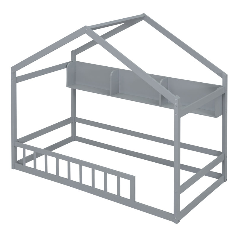 Platform Bed, Twin, Gray