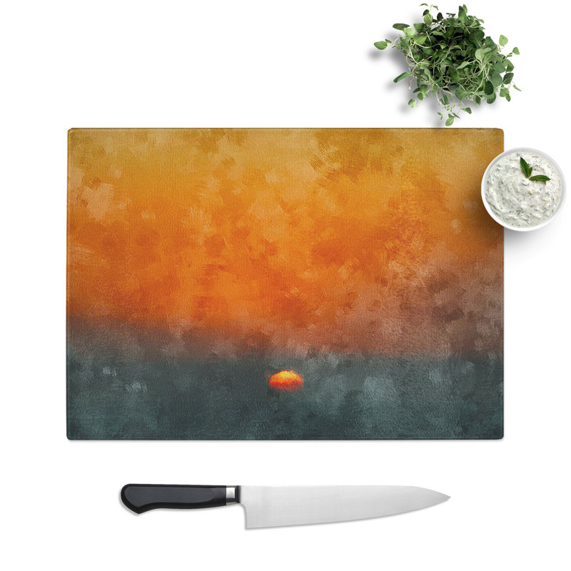 Tempered Glass Glorious Sunset Chopping Board, 28.5 cm x 39 cm